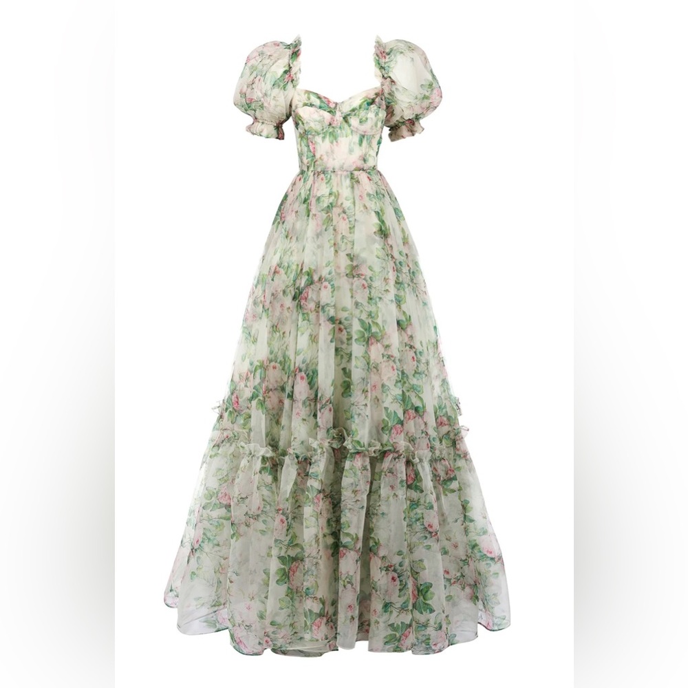 The Garden Roses Silk Gauze Ritz Gown - Selkie - XXL